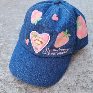 Vintage Y2K Strawberry Shortcake Denim Blue Baseball Cap Kids/Girls Adjustable